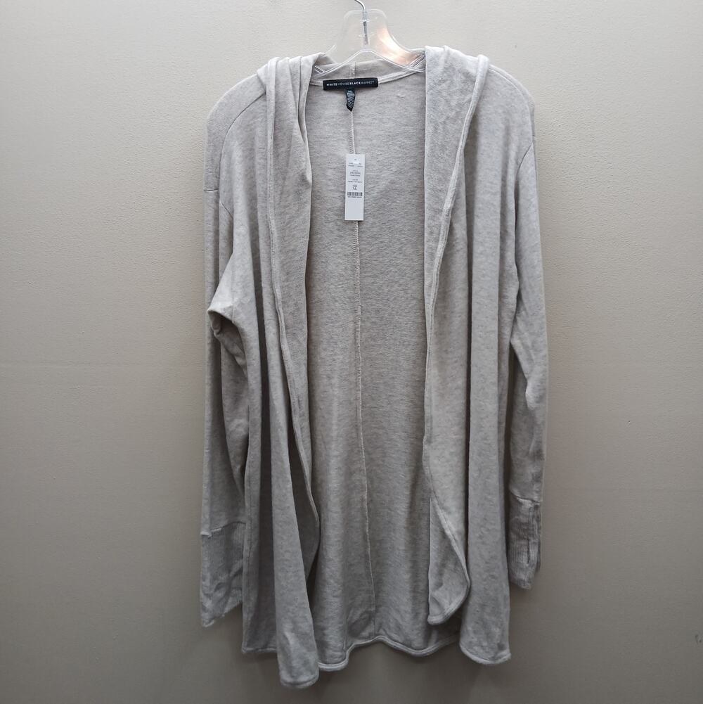 White House Black Market NWT Hooded Open Front Cardigan Warm Neutral Size XL